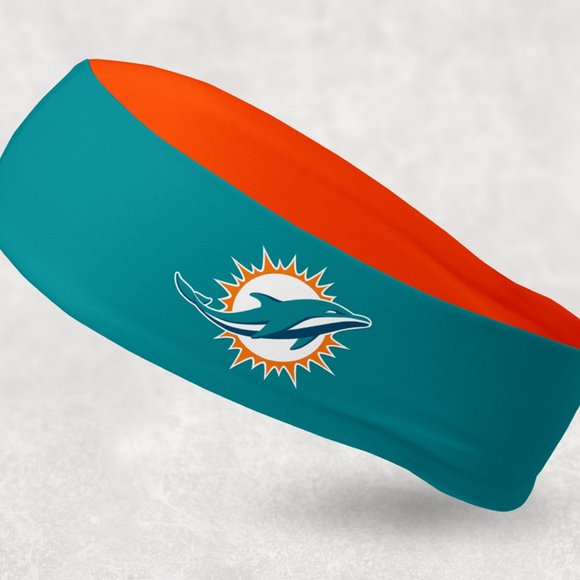 2 Pack - NEW - Reversible Miami Dolphins Headband - Picture 1 of 2